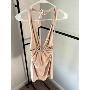 XS Susana Monaco Nude Pink Halter Dress with Cutout Details NWT